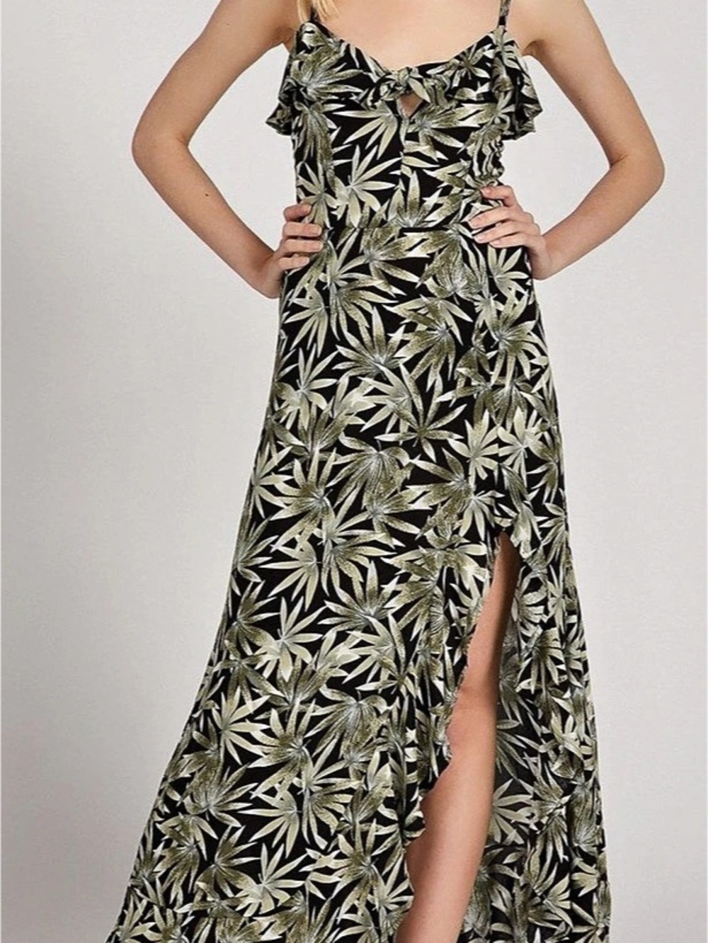 Volcom Escapism Maxi Dress Floral Black & Green